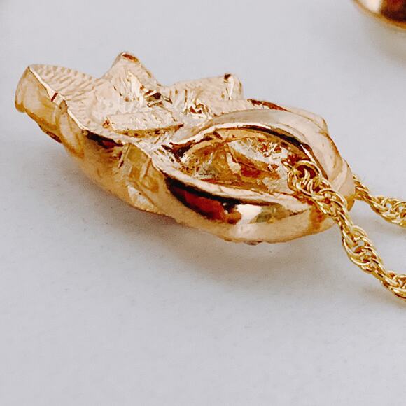 VTG Uranium Glass Signed RAMAN Necklace Earrings Set, Mid Century, Rhinestones - Picture 16 of 16